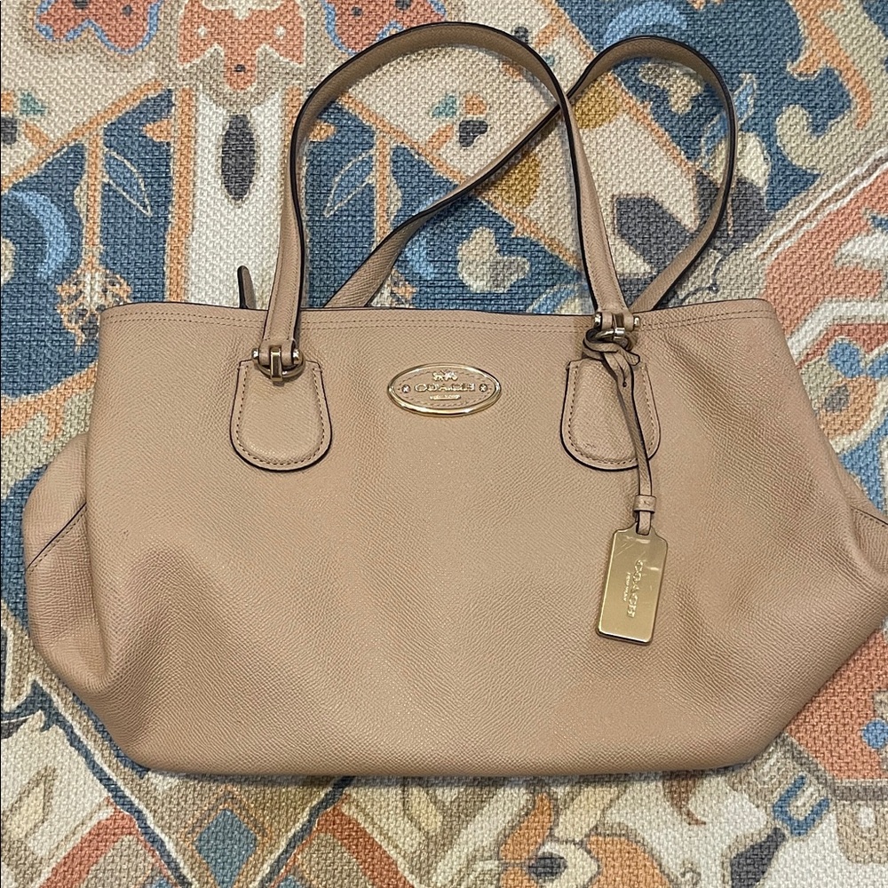 Coach Beige Leather Tote Bag